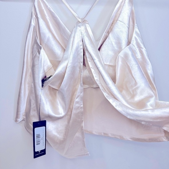 NWT Lulus Hold On To Love Satin Cowl Neck Cami Crop Top Beige Size Large - Picture 9 of 13